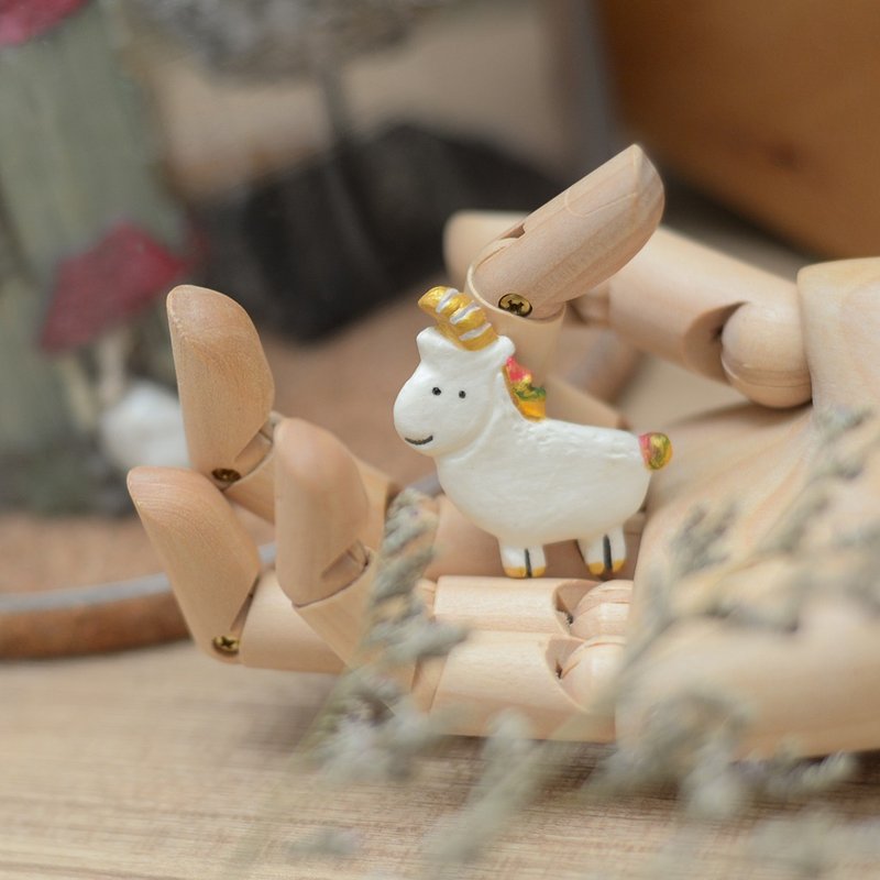 圆嘟嘟独角兽手工别针 - 胸针 - 粘土 多色