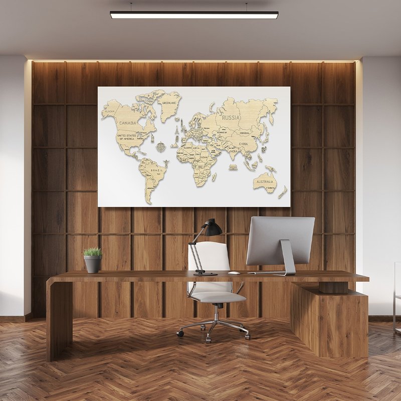 偷偷为男友准备的手工礼物WOODEN CITY World Map XL木制世界地图 - 木工/竹艺/纸艺 - 木头 卡其色