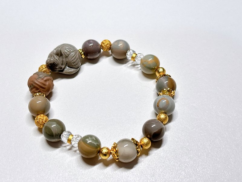 【定制】静静陪你 l 猫咪。毛线球。白水晶。阿拉善玛瑙 手链 - 手链/手环 - 玉石 多色