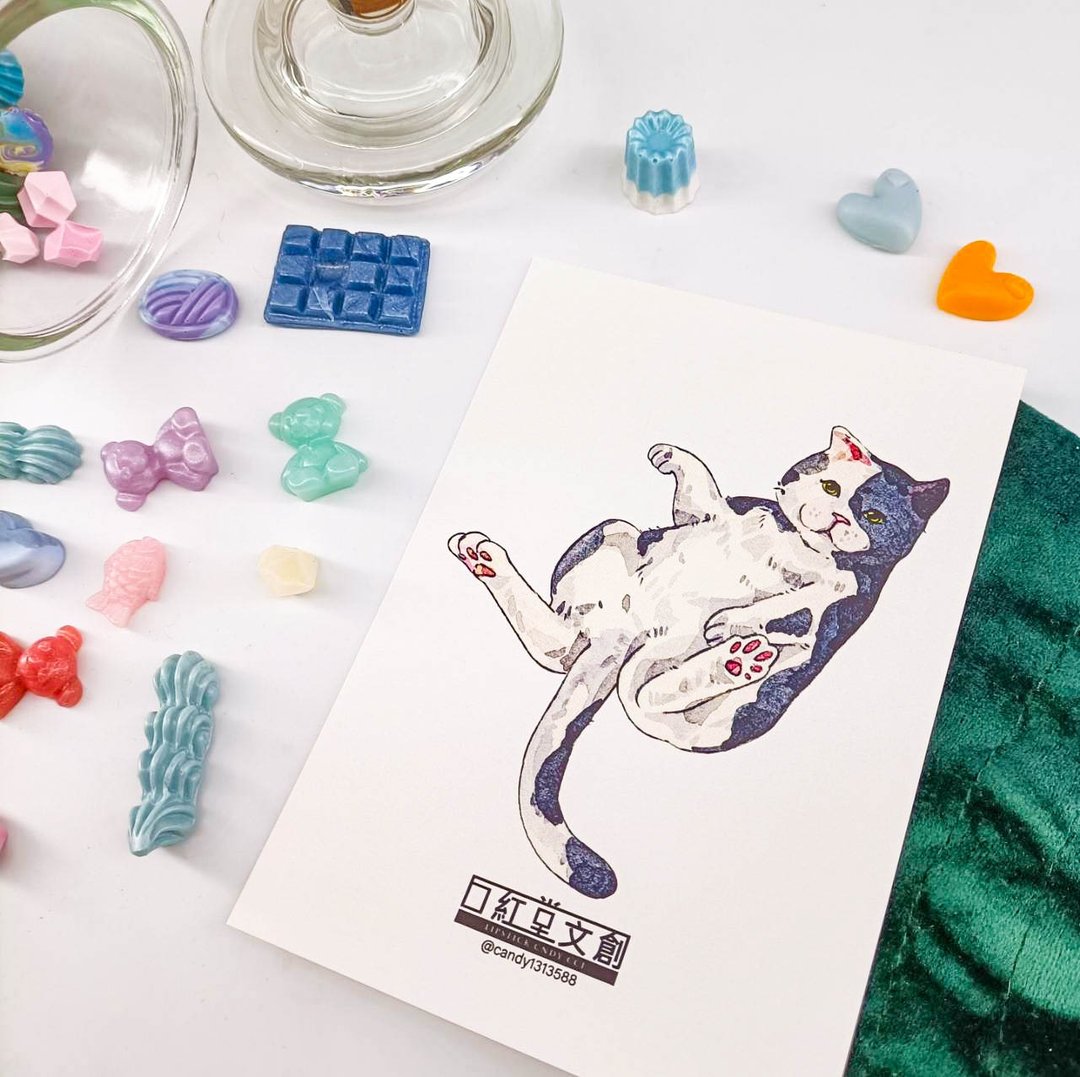 KR474_口紅堂明信片_奶牛1_candy1313588 postcard - 卡片/明信片 - 纸 多色