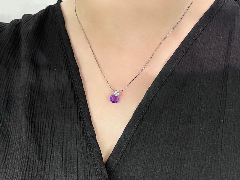 Lumière 暮色花露 天然钻石18K 紫水晶项链 - 项链 - 水晶 紫色