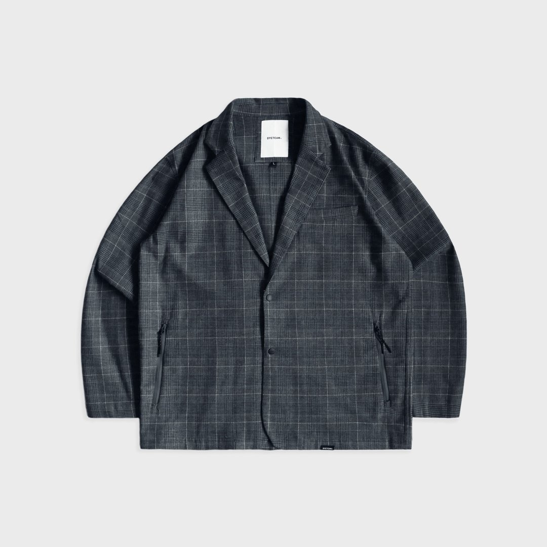 DYCTEAM - Brushed Plaid Loose blazer (gray) - 男装外套 - 其他材质 灰色