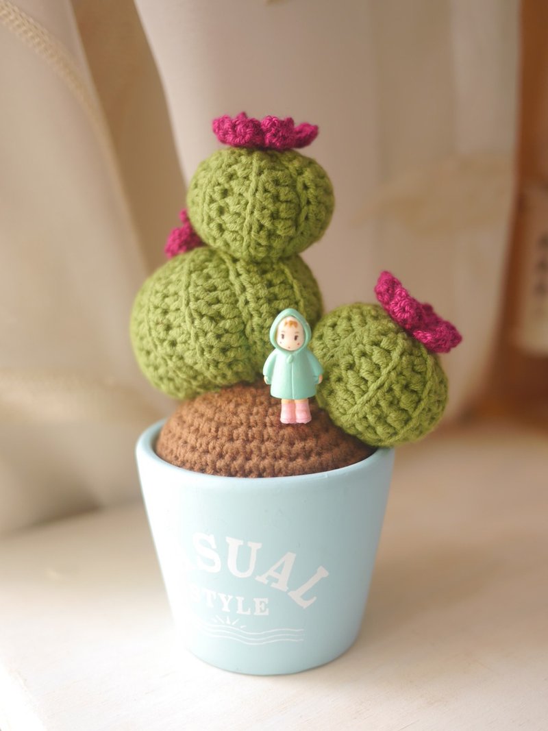 手工鈎织仙人掌/多肉植物/盆栽 - 植栽/盆栽 - 棉．麻 绿色