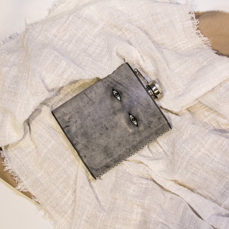 随身真皮创意眼睛【便携酒壶】不锈钢威士忌复古 - 酒杯/酒器 - 其他金属 