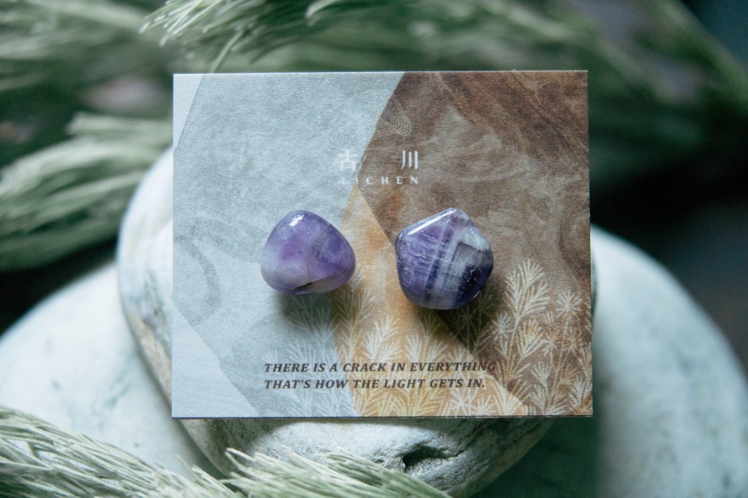 CRACK | 矿物系耳环 |  EARRINGS - 耳环/耳夹 - 玉石 紫色