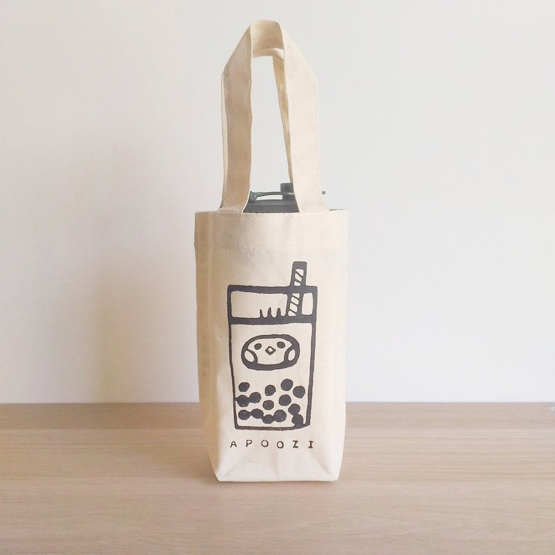 珍珠奶茶 帆布 饮料提袋 - 随行杯提袋/水壶袋 - 棉．麻 白色