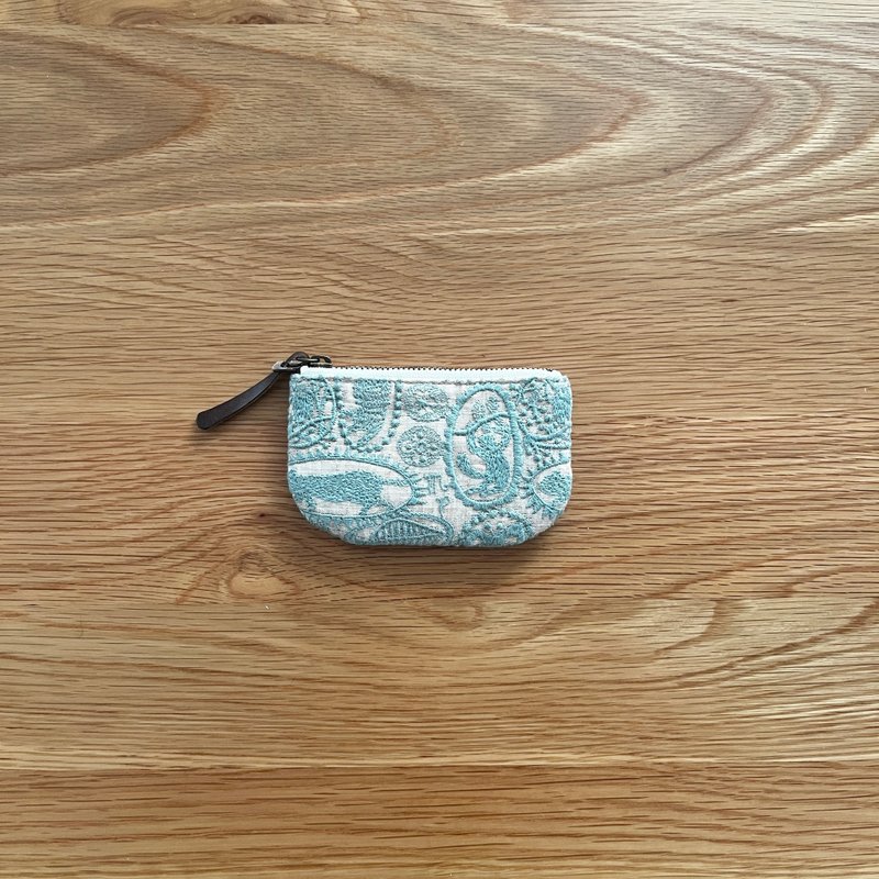 mina perhonen jungle relief 迷你零钱包 - 零钱包 - 棉．麻 绿色