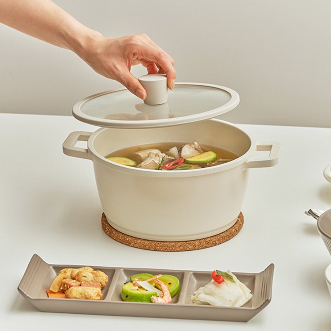 韩国IH双耳(深)汤锅20cm (附锅盖)礼物推荐 锅子不沾锅送礼 - 锅具/烤盘 - 其他金属 白色