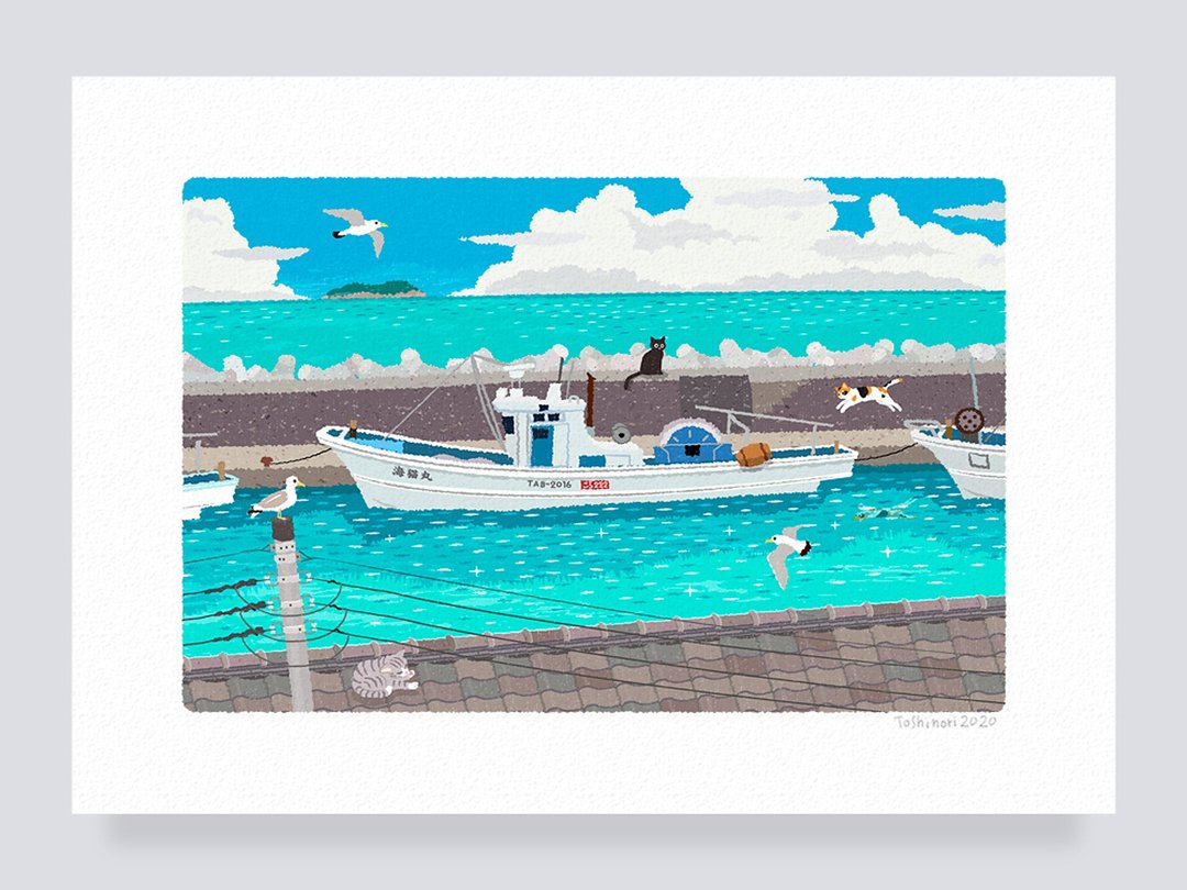 Art print / 20.Summer embankment - 海报/装饰画/版画 - 纸 咖啡色