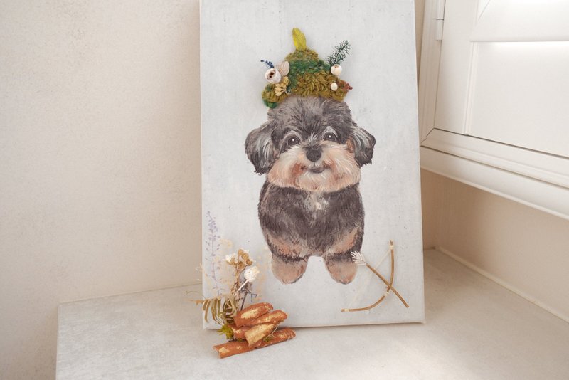 宠物编织画/森林雪纳瑞/宠物似颜绘/宠物画/定制化礼物/居家布置 - 摆饰 - 棉．麻 