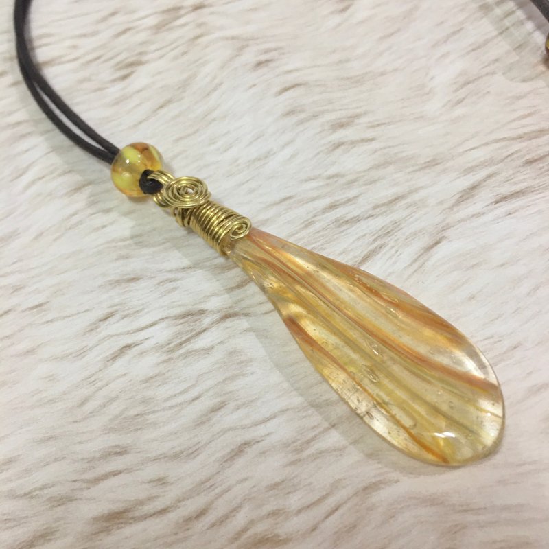 琉金岁月长水滴琉璃项链 - 项链 - 琉璃 黄色