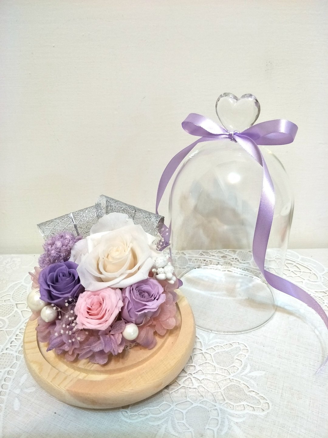 l 浪漫の夜 不凋花玻璃罩灯饰-优雅紫 l*不凋花*永生花*礼物 - 植栽/盆栽 - 植物．花 紫色