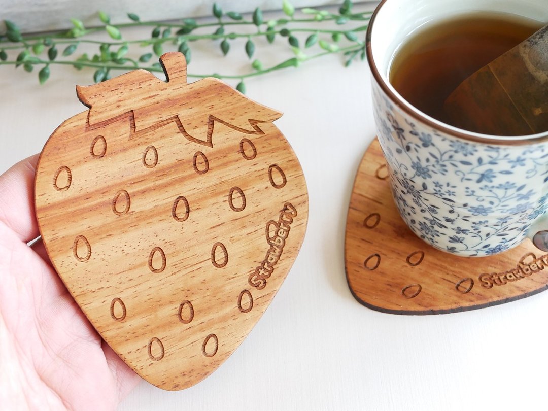 Wood coaster [strawberry] strawberry - 杯垫 - 木头 咖啡色
