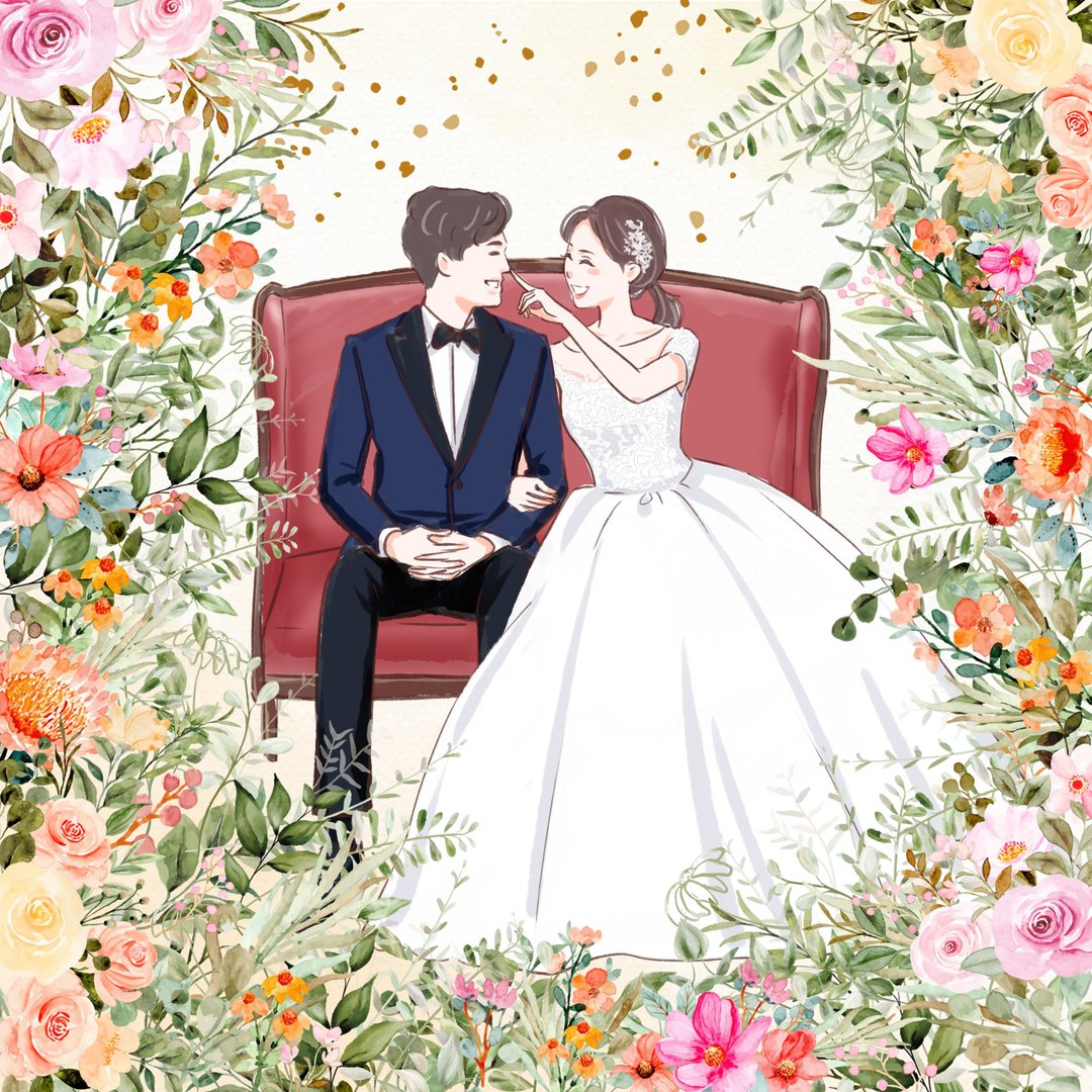 【定制似颜绘】手绘人像 情侣婚纱婚照 韩式画风 ⋯HG韩风全身⋯ - 订制画像 - 其他材质 