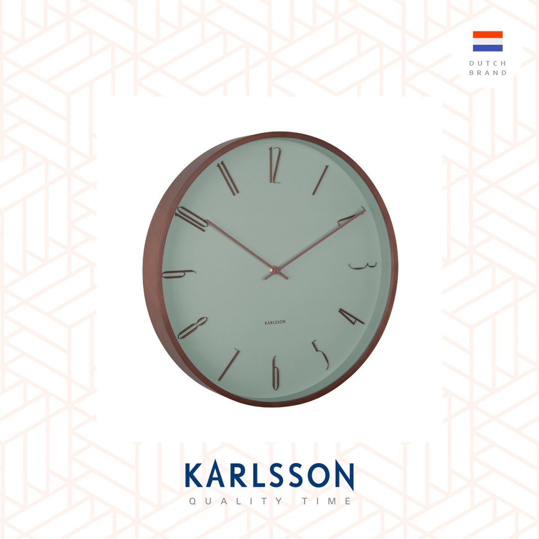 荷兰Karlsson,Wall clock 40cm Scandia grayed jade木制挂钟灰绿 - 时钟/闹钟 - 木头 绿色