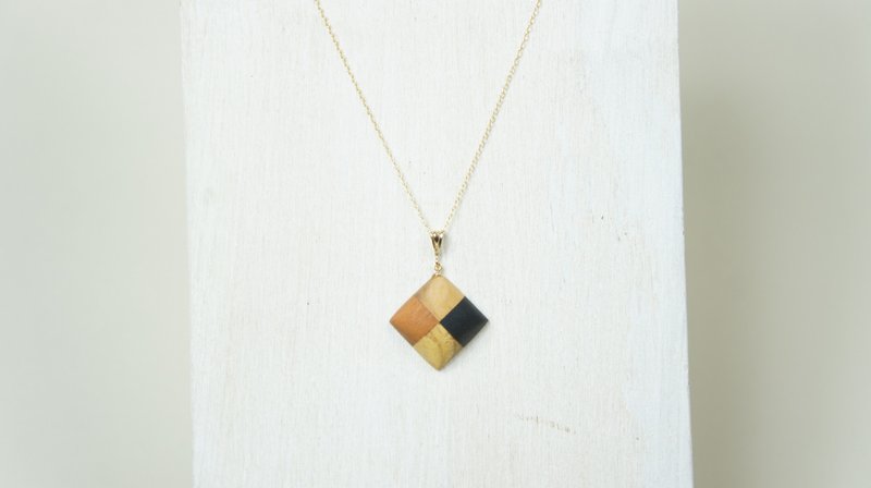 拼木方块项链 - 项链 - 木头 咖啡色