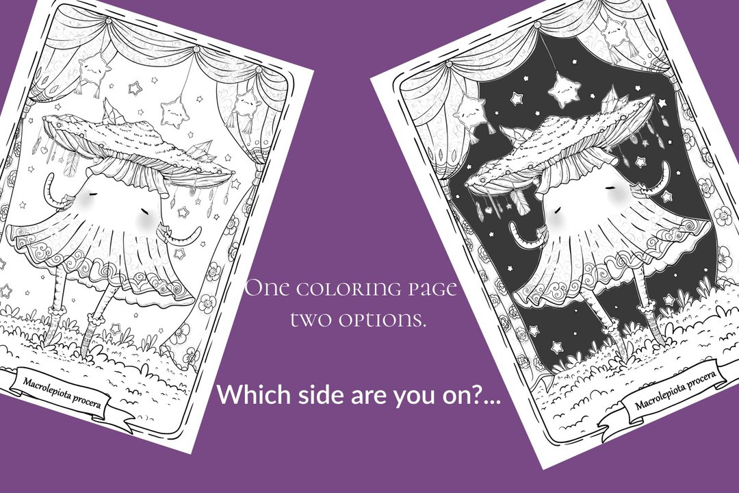 Coloring Pages Unusual Mushroom Umbrella Pdf Coloring Digital Art Fantasy - 其他数码商品 - 其他材质 