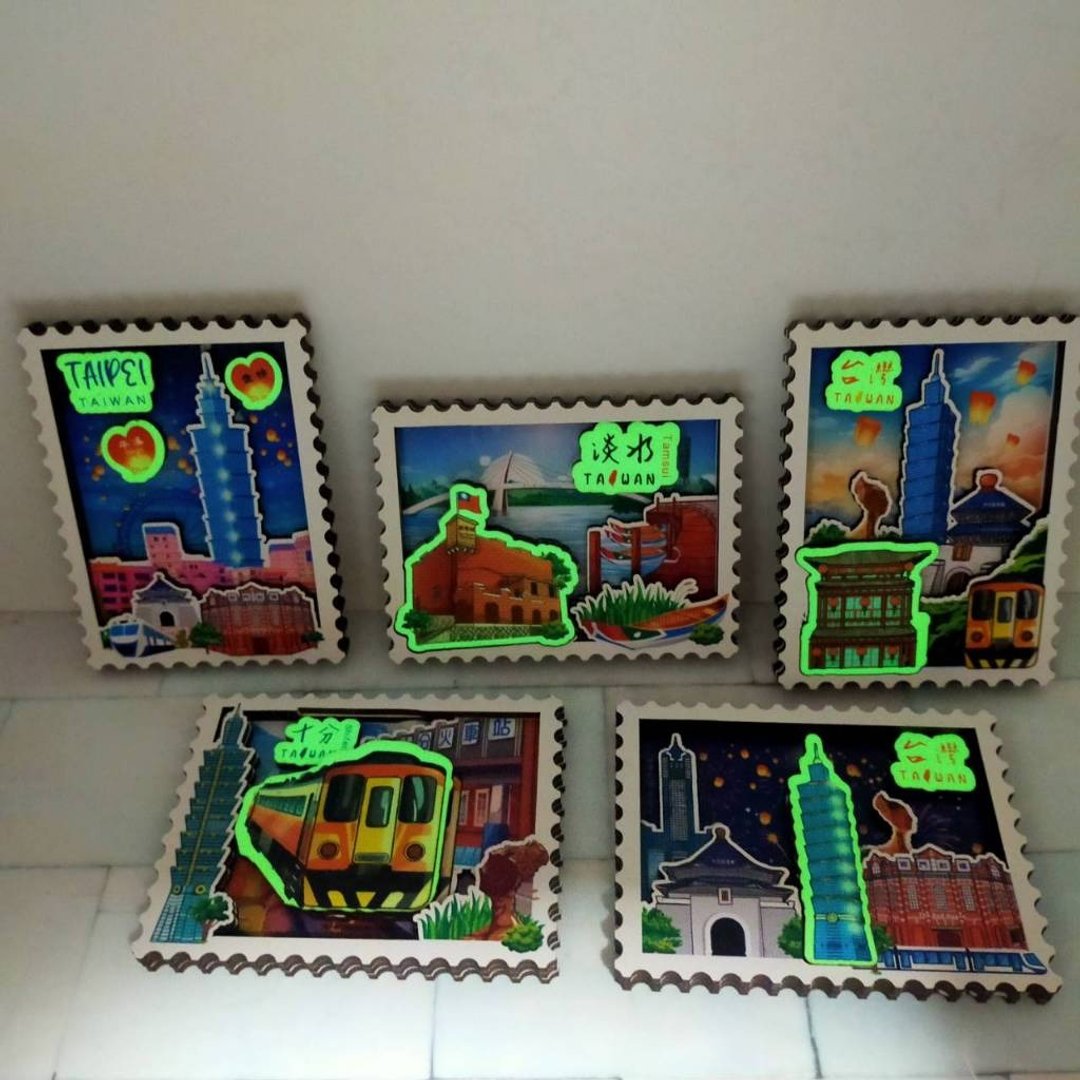 台湾景点 台北景点 手绘插画冰箱贴 吸铁 纪念强力吸铁 邮票冰箱 - 冰箱贴/磁贴 - 木头 多色