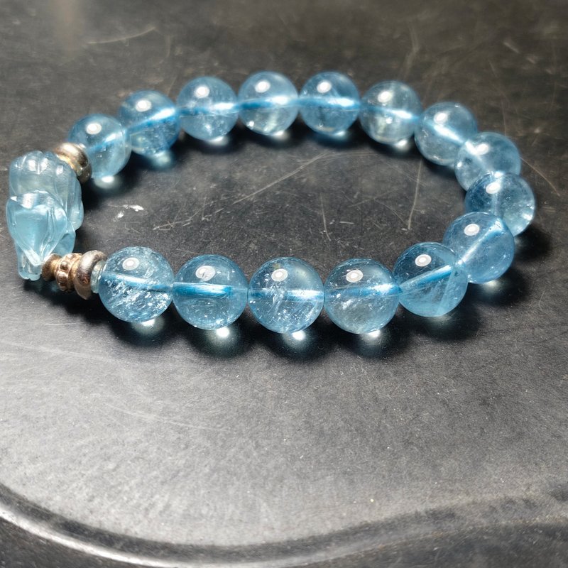 10m海蓝宝银手链 /雕件九尾海蓝宝 - 手链/手环 - 宝石 蓝色