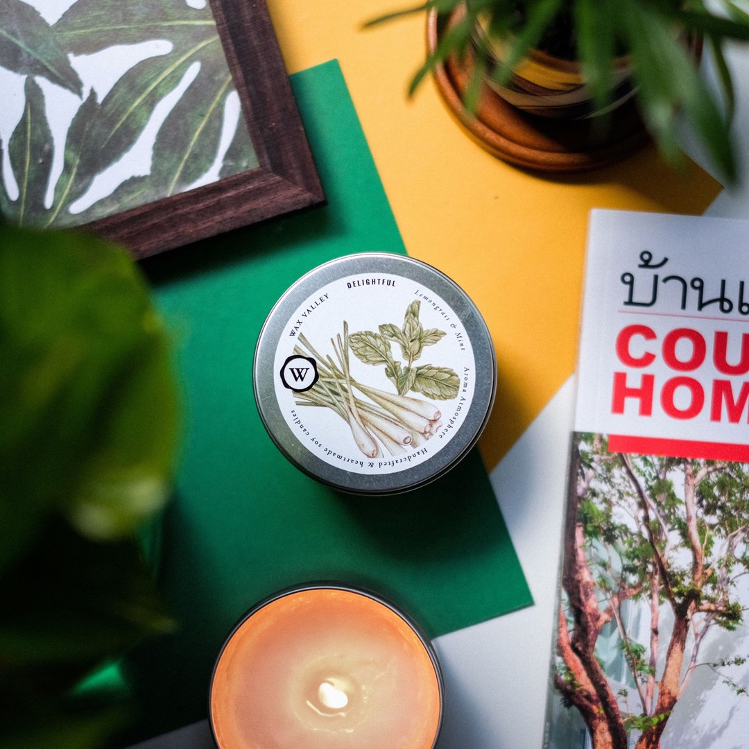 Soy Candle Delightful Blend Portable Tin - Lemongrass &amp; Peppermint - 蜡烛/烛台 - 其他材质 银色
