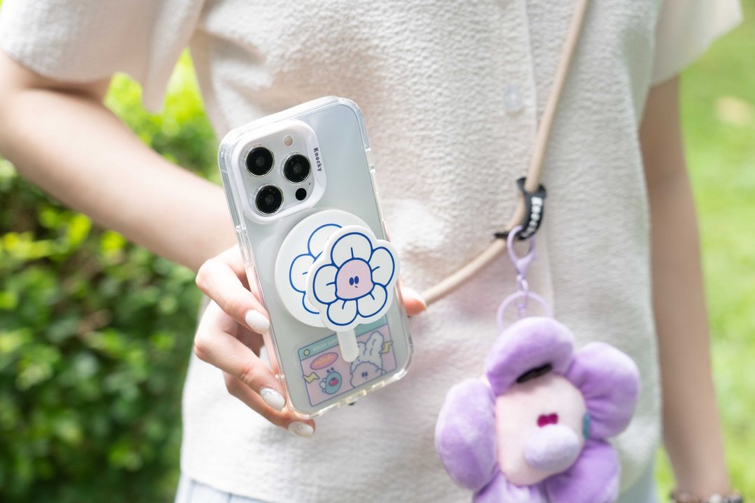 蜜可鲁 联名款 | MagSafe磁吸 手机气囊支架【emoji flower】 - 手机座/防尘塞 - 其他材质 粉红色