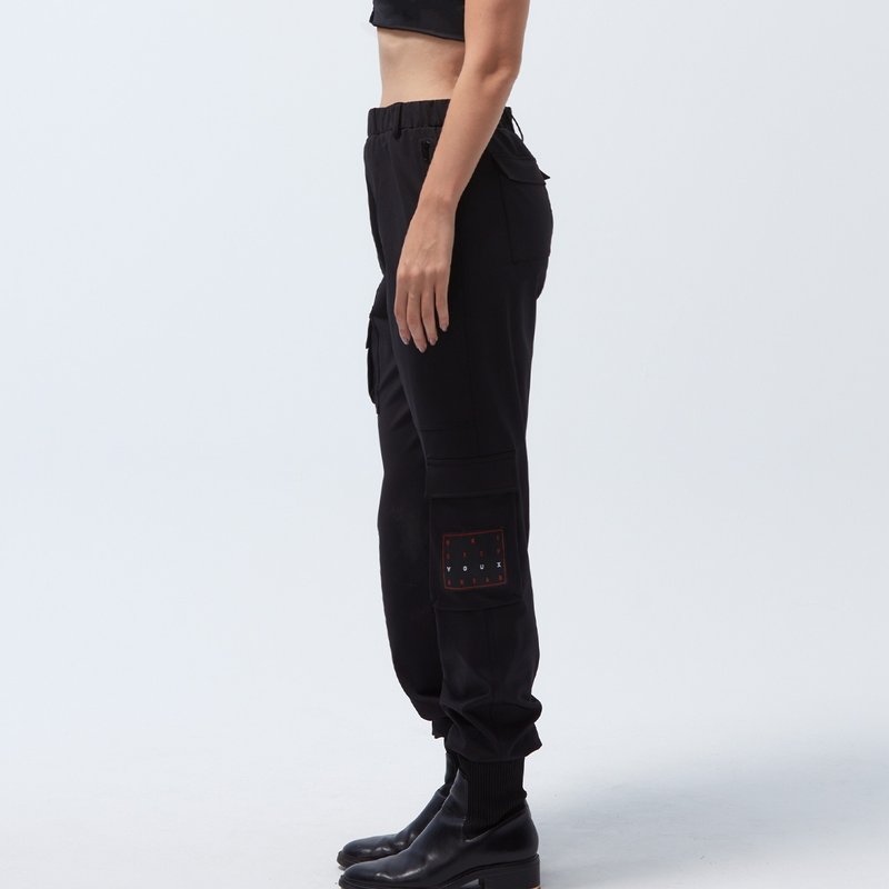 【宝特瓶纱】台湾制-速干高弹飞梭工装裤-黑 - 女装长裤 - 聚酯纤维 黑色