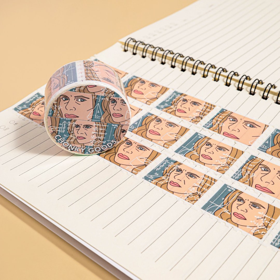 迷因邮票和纸胶带 Confused Math Lady Meme Stamp Washi Tape - 纸胶带 - 纸 