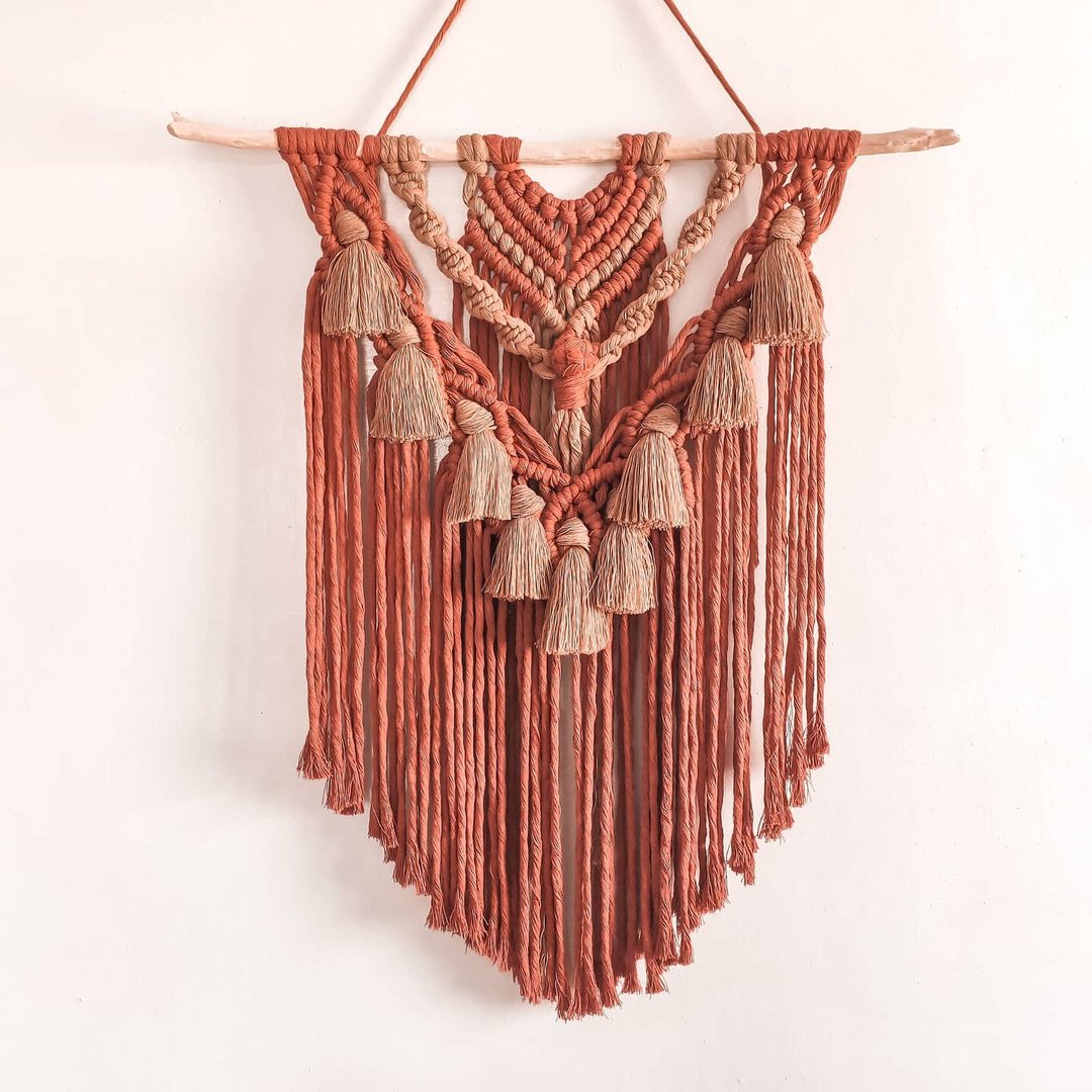 Autumn 秋  漂流木编织挂饰 北欧风ins Macrame - 摆饰 - 棉．麻 红色