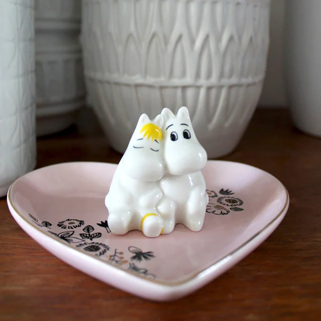 英国噜噜米Moomin系列情人爱的拥抱爱心摆饰收纳盒 - 收纳用品 - 陶 粉红色
