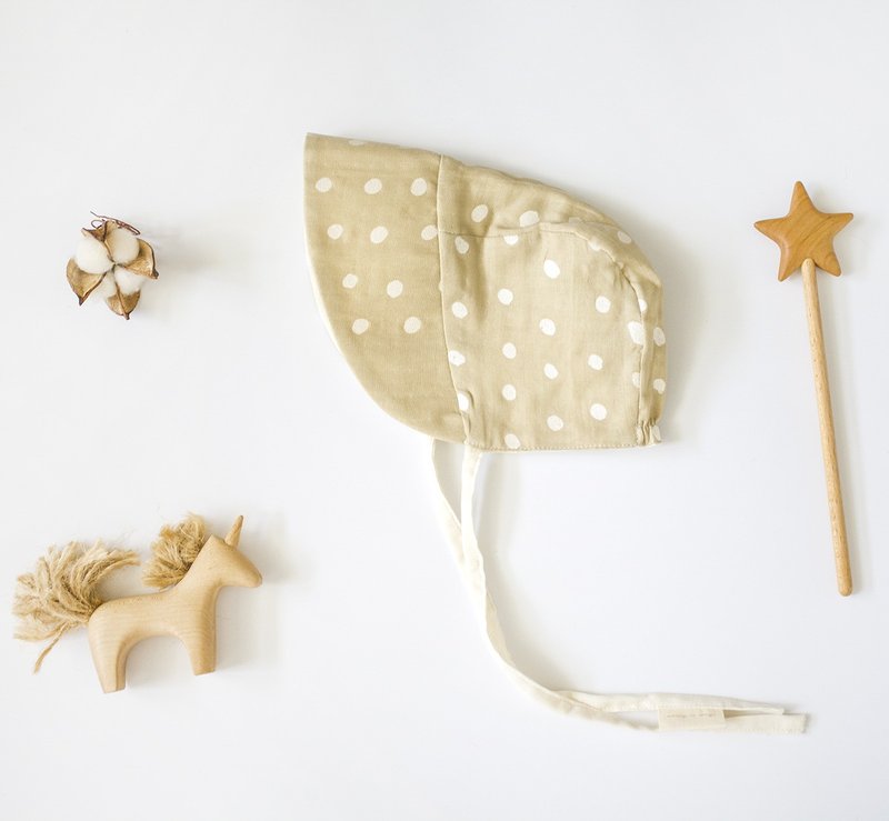 波霸红茶拿铁  有机棉双面手作Lady帽 - 婴儿帽/发带 - 棉．麻 粉红色