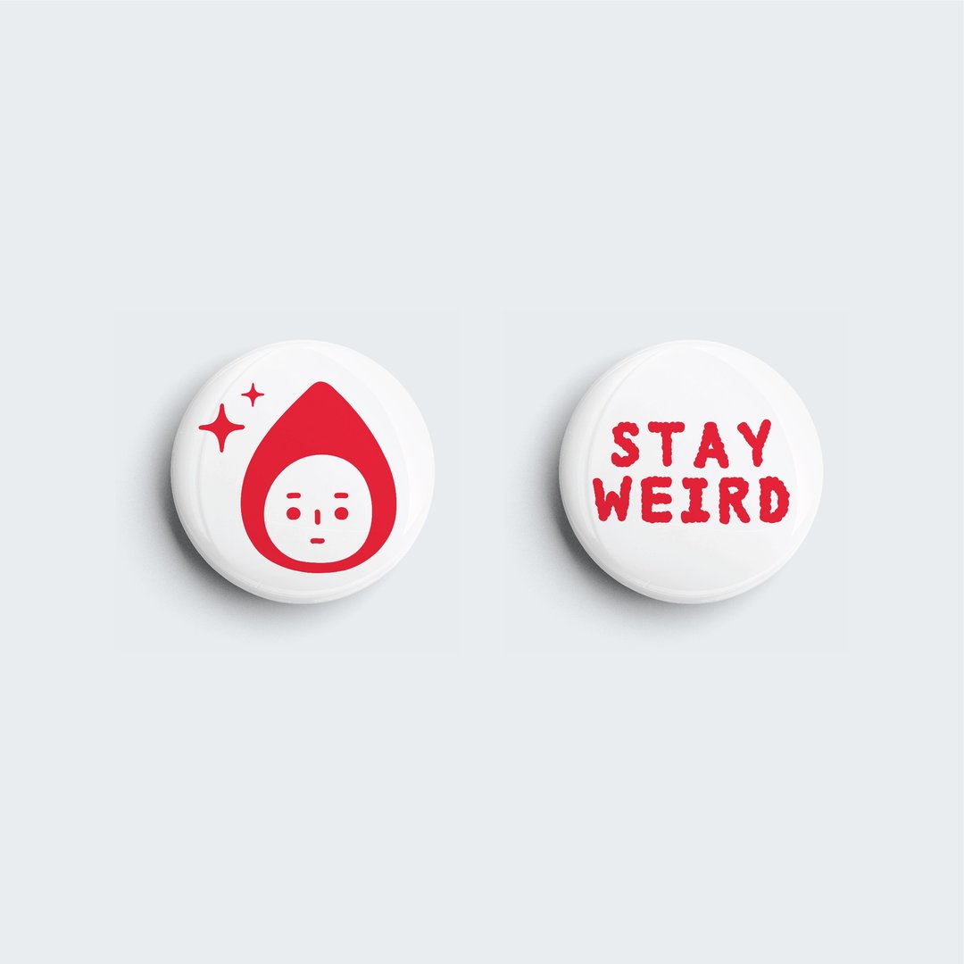 weird things stay weird 圆形徽章 / 别针 一包两个 - 徽章/别针 - 塑料 红色