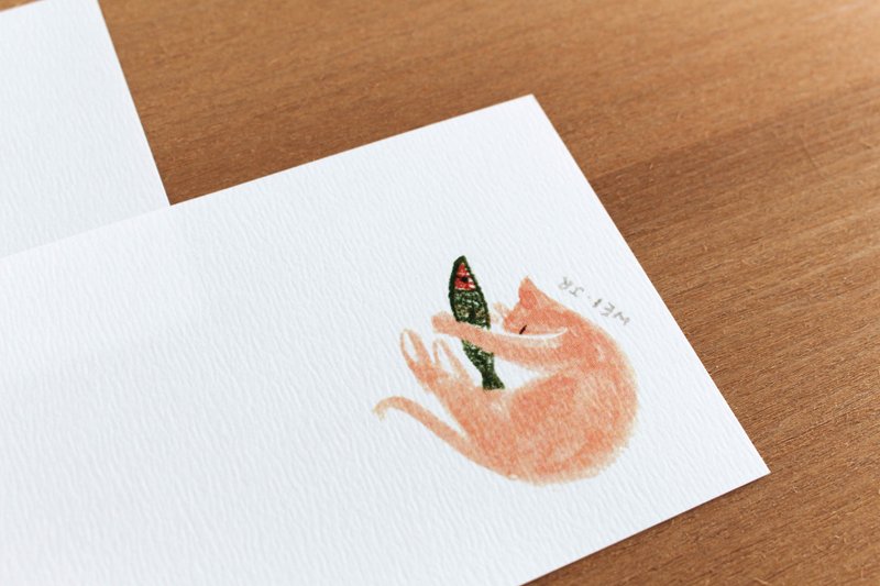 喵的日常小卡 睡的姿态 - 卡片/明信片 - 纸 蓝色