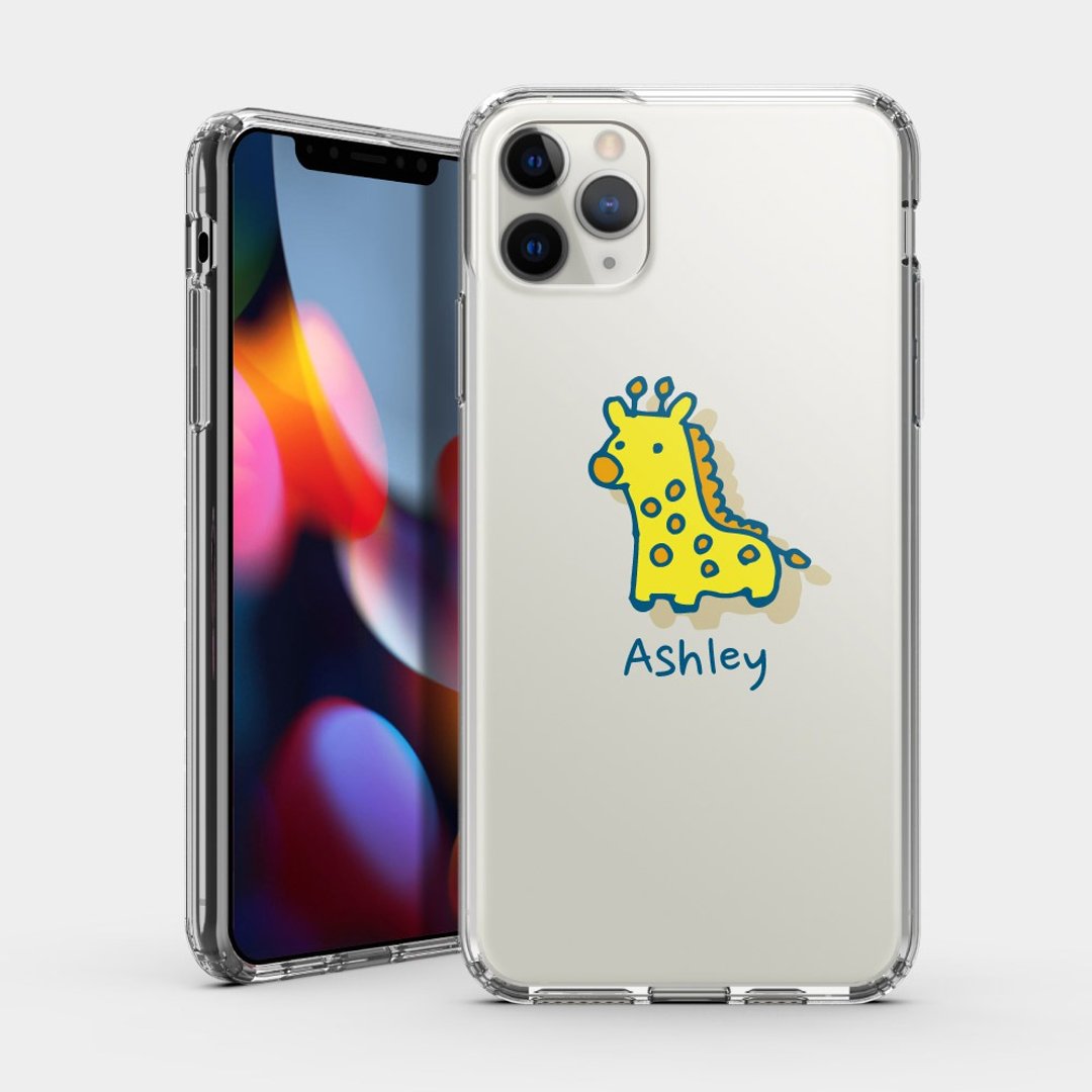 礼物 定制化英文名长颈鹿 IPHONE 保护壳 透明手机壳 PU013 - 手机壳/手机套 - 塑料 黄色