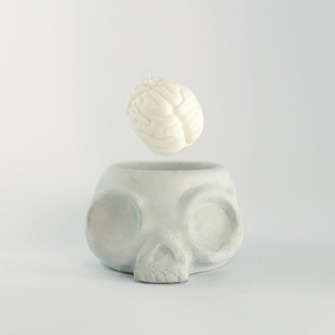 Skull #2 - 头大大头颅盆-烧脑组合 - 植栽/盆栽 - 蜡 粉红色