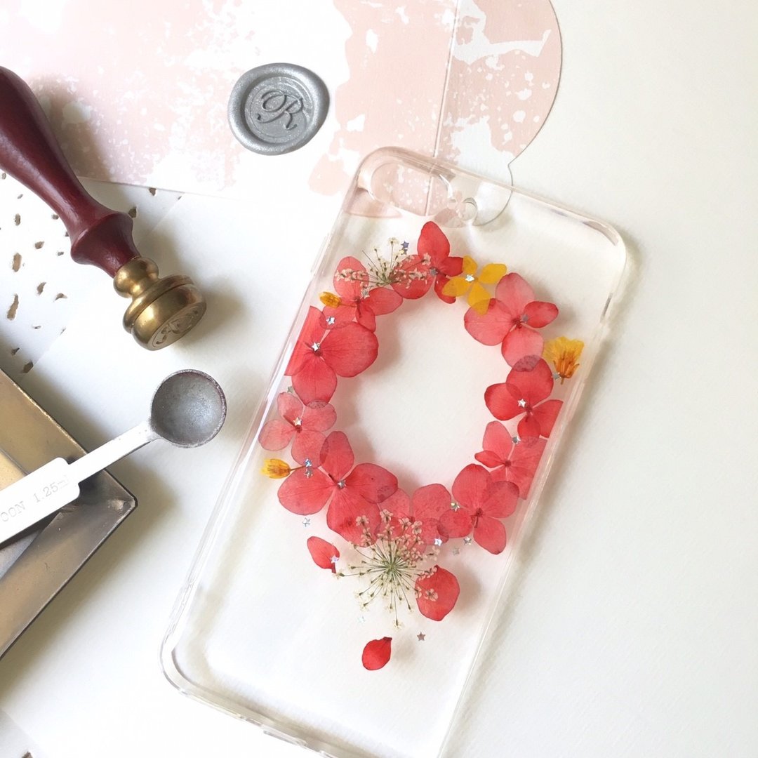 紫阳花圈 :: 压花手机套iphone6 iphone 6s - 手机壳/手机套 - 植物．花 粉红色