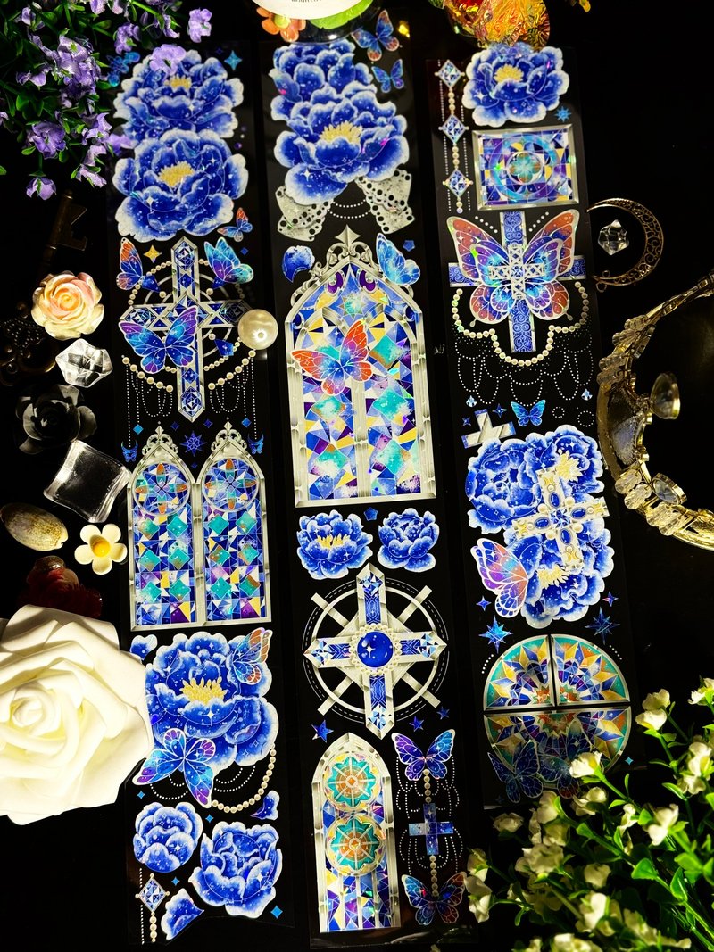 倾城决蓝 PET 纸胶带 白墨 贝壳光 10米卷 - 纸胶带 - 塑料 多色