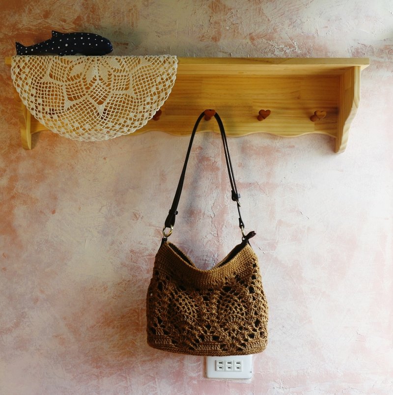 【现货】Handmade手工编织/麻绳编织斜背包/肩背包/两用 - 侧背包/斜挎包 - 棉．麻 咖啡色