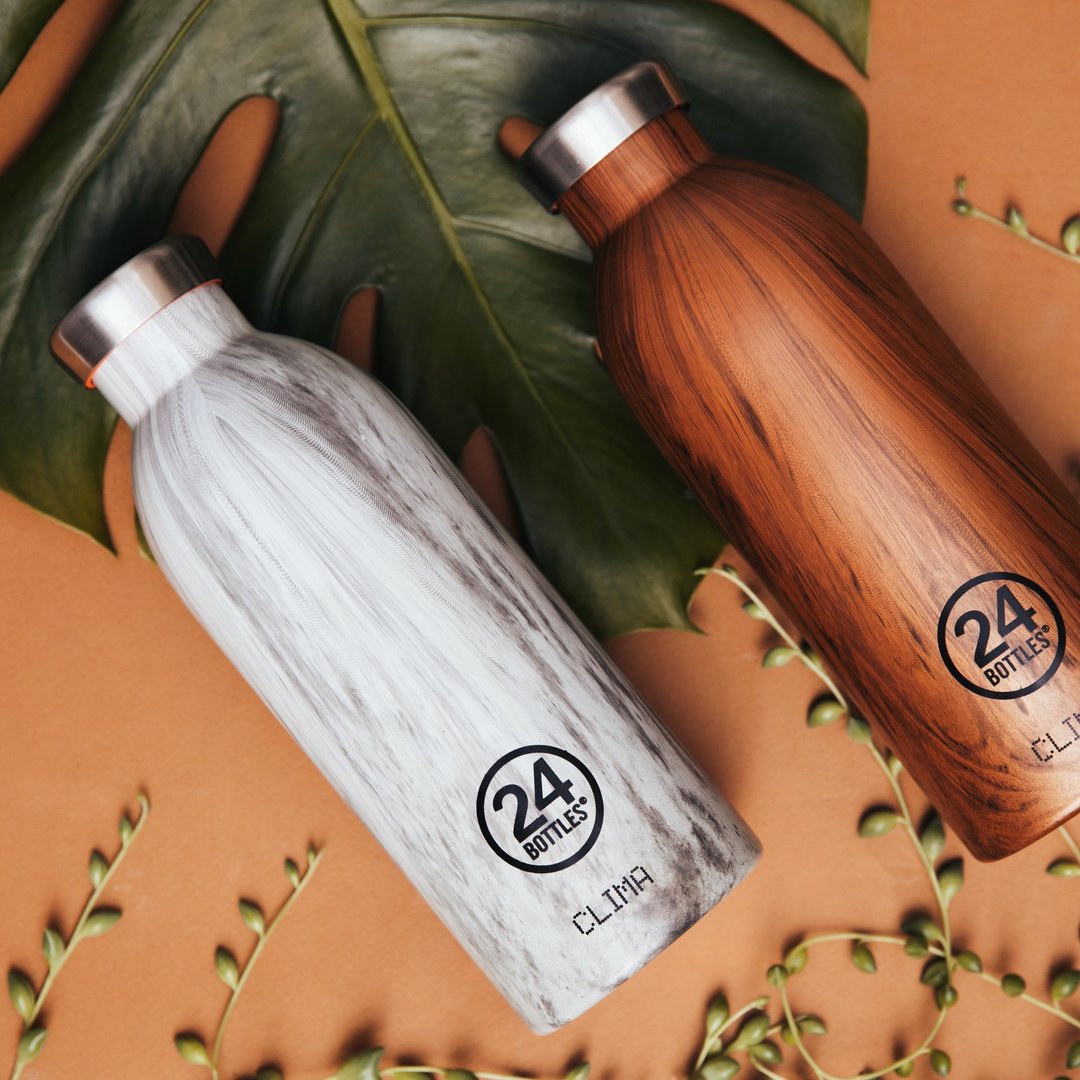 【圣诞木纹套装】红杉木+白桦木 - 不锈钢保温瓶 500ml - 水瓶/水壶 - 不锈钢 咖啡色