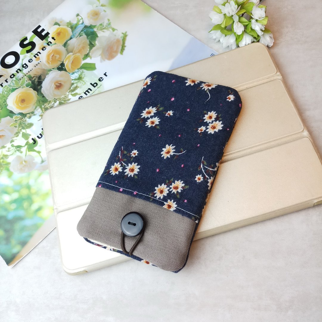 定制化电话包 手机袋 手机保护布套例如 iPhone Samsung (M-001) - 手机壳/手机套 - 棉 蓝色
