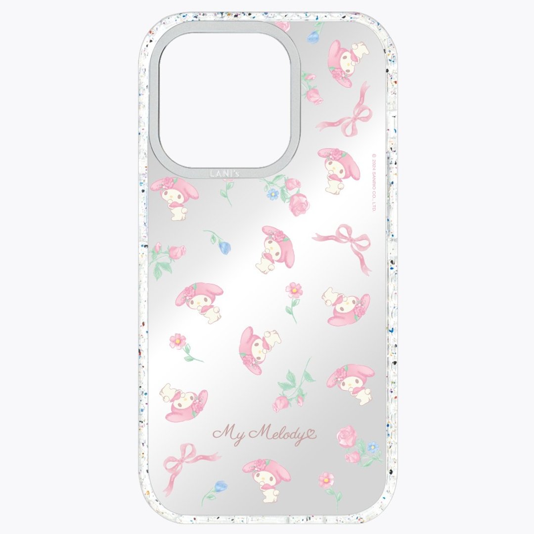 美乐蒂 镜面小花 磁吸版 透彩框 iPhone 16 15 14 13 Pro Max - 手机壳/手机套 - 环保材料 银色