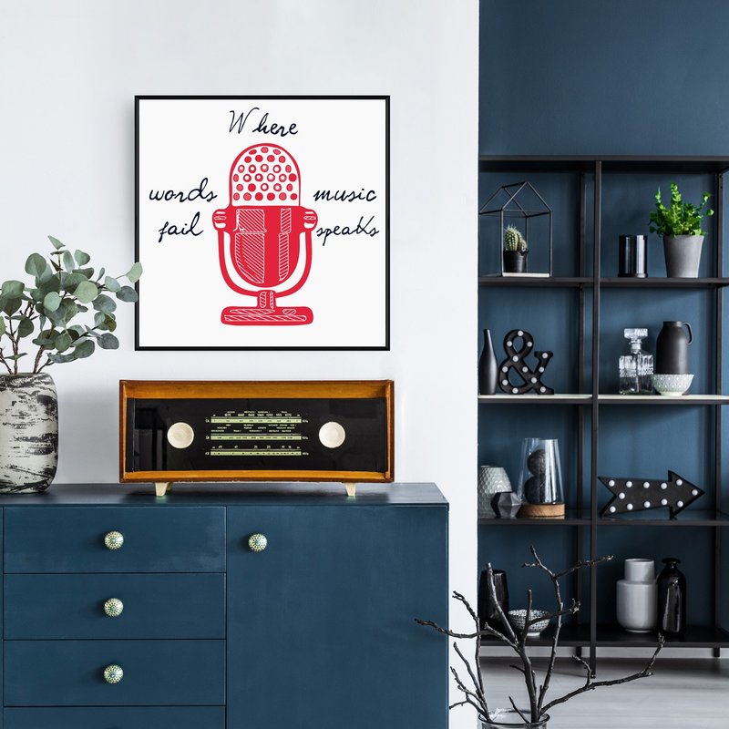 舞动 • 用音乐言语- 布置/方形挂画/音乐挂画/音符/麦克风/角落 - 海报/装饰画/版画 - 棉．麻 多色