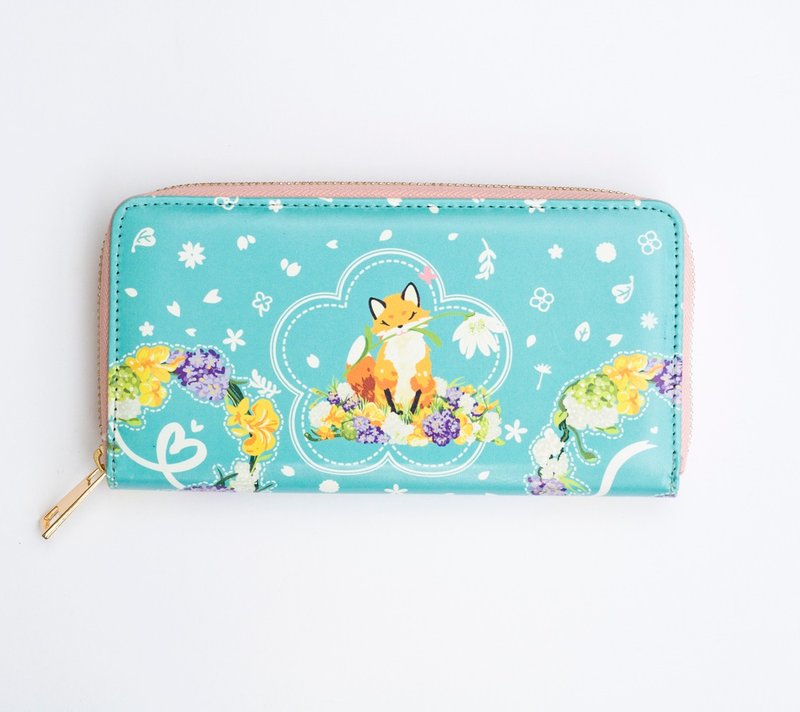 │花、少女与春天│女用长夹 - 皮夹/钱包 - 人造皮革 蓝色