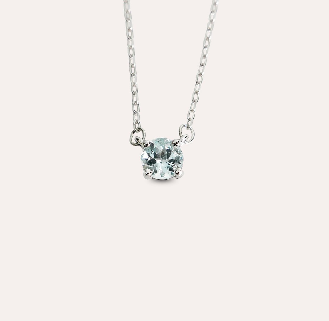 安珠 海蓝宝 蓝色 圆形 5mm 项链 经典系列 Round N 宝石银饰 AND - 项链 - 银 蓝色