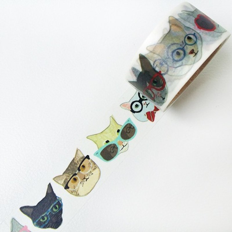 Aimez le style 28mm和纸胶带 (05519 眼镜猫咪) - 纸胶带 - 纸 多色