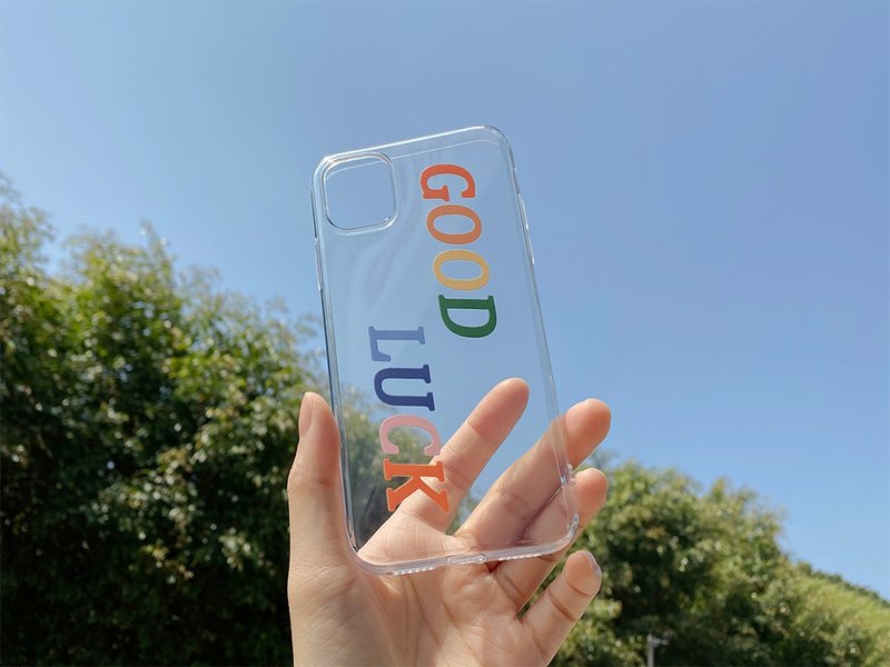 【来图客制】GOOD LUCK英文手机壳适用于iPhone13 Pro Max mini等 - 手机壳/手机套 - 其他材质 透明