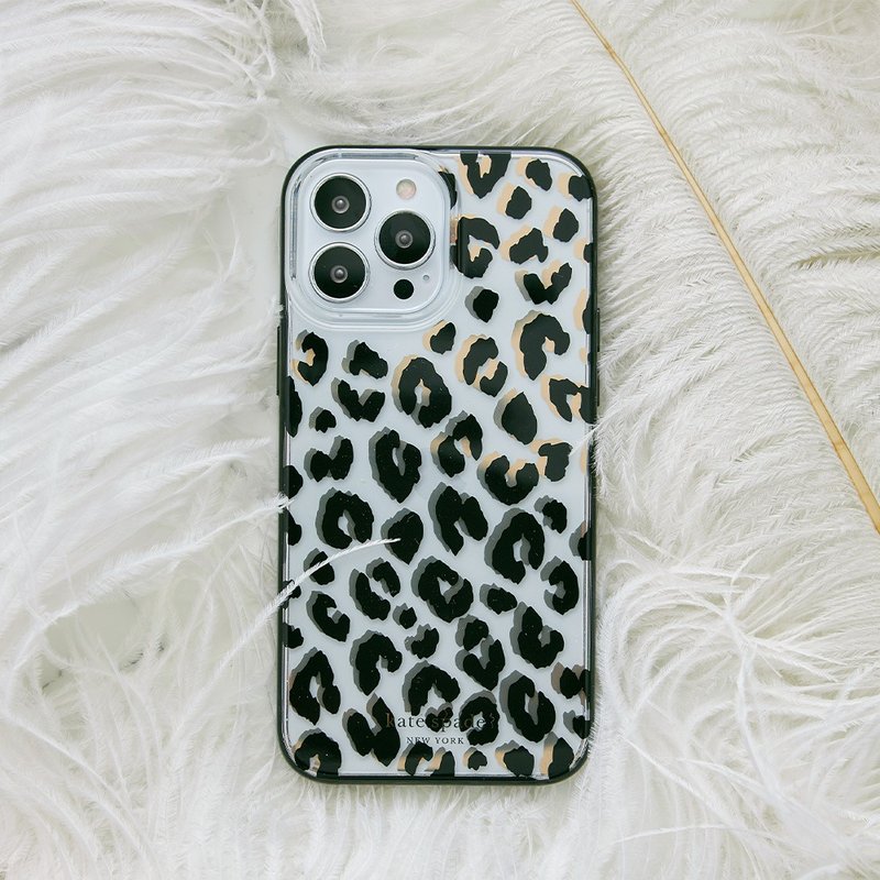【kate spade】iPhone 14 系列 精品手机壳 性感豹纹 - 手机壳/手机套 - 塑料 黑色