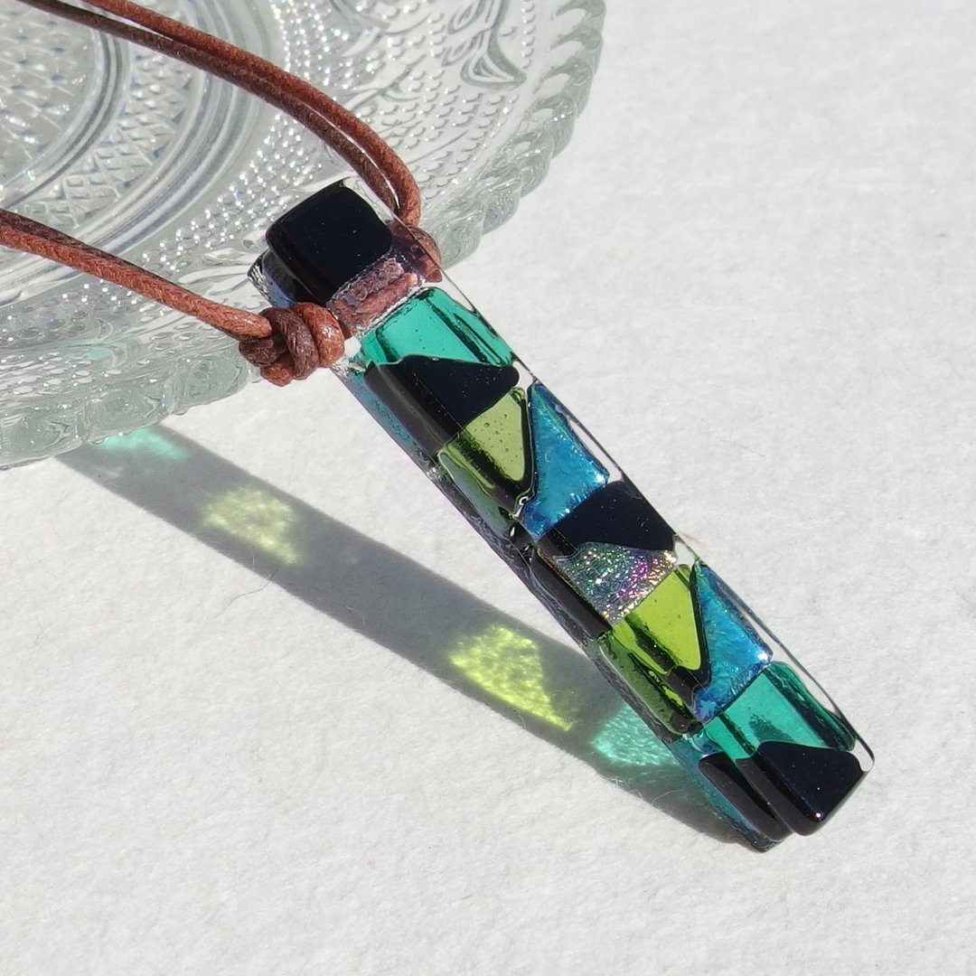 Japanese style glass (yes [cocktail] [midori]) necklace [made-to-order] - 项链 - 玻璃 黑色