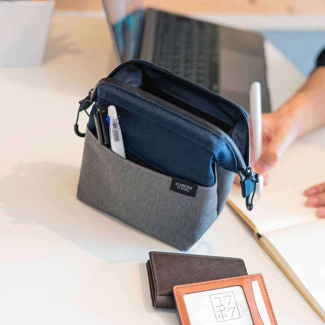 Youboku Tokyo Days Pouch Navy Gray  gadget pouch gadget organizer - 化妆包/杂物包 - 其他人造纤维 灰色