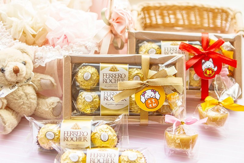 新春礼物赠品 天天好事好运金莎巧克力6入+金元宝香皂2入礼盒 - 巧克力 - 新鲜食材 金色