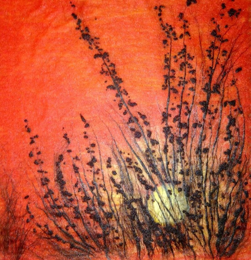 orange world hand made felted wool art - wall art - 墙贴/壁贴 - 羊毛 橘色